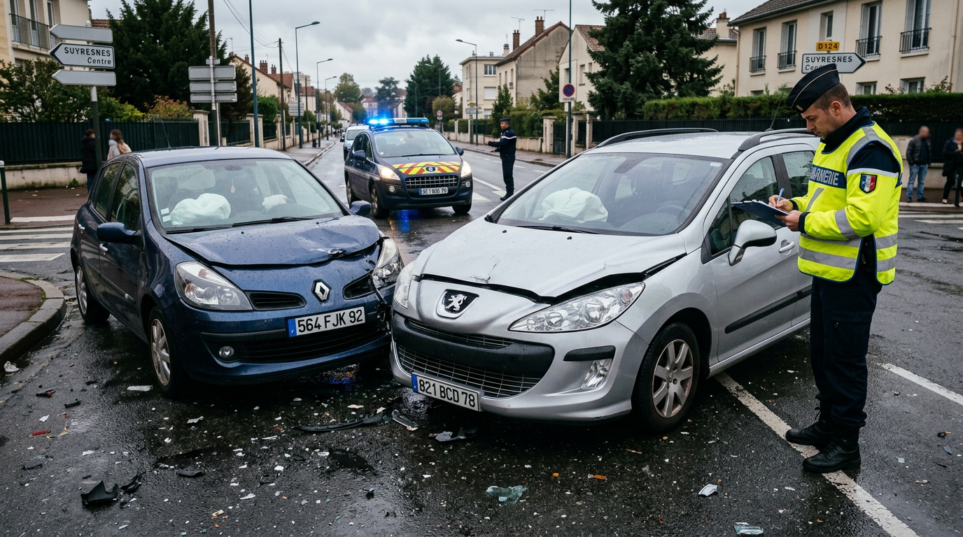 Conducteur malussé examinant une facture d'assurance auto très élevée devant sa voiture