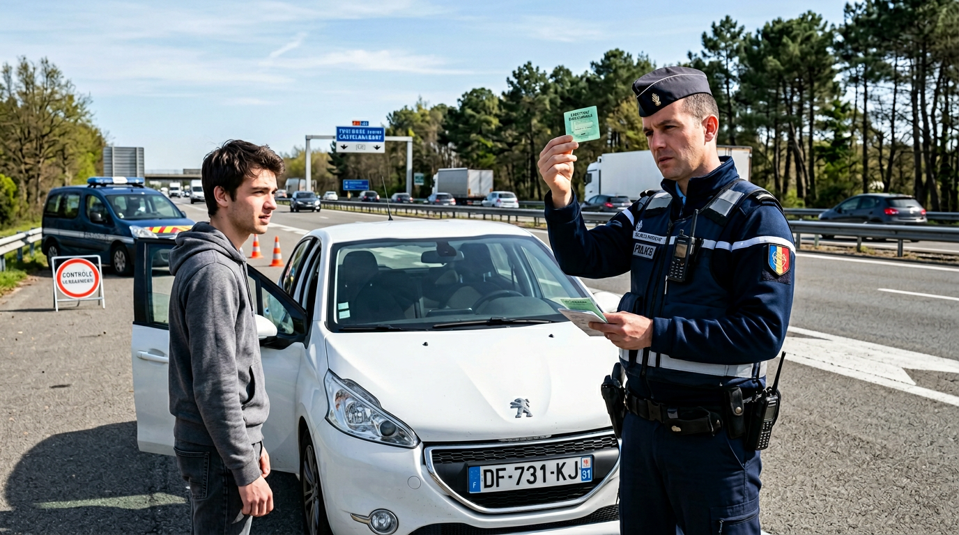 Inspection réglementaire d'un véhicule avec attestation d'assurance vérifiée par un agent