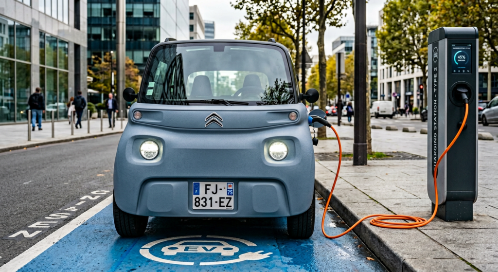 citroen ami voiture sans permis lors d'une recharge (borne urbaine)
