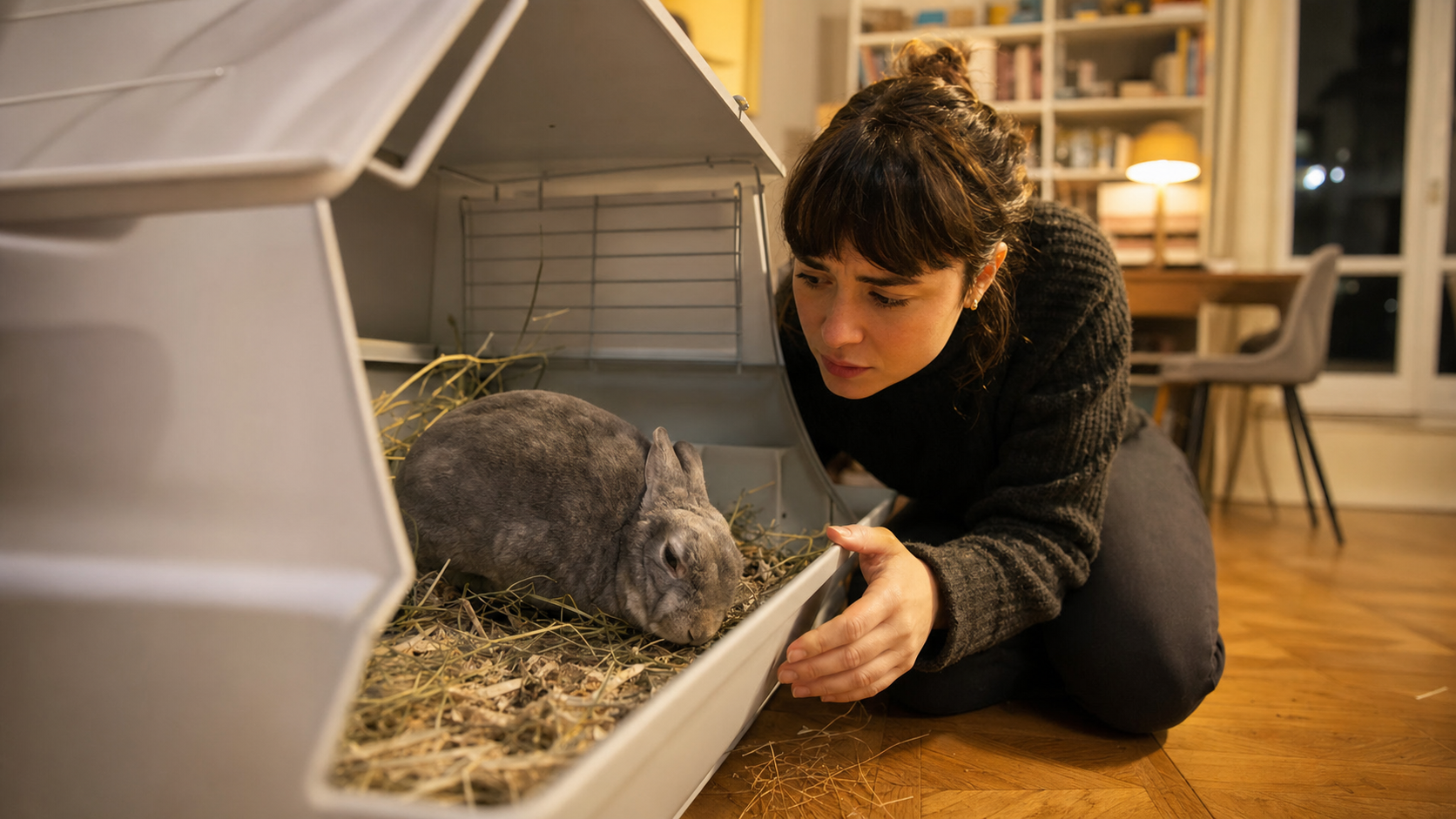 Lapin domestique chez le vétérinaire pour une consultation de santé