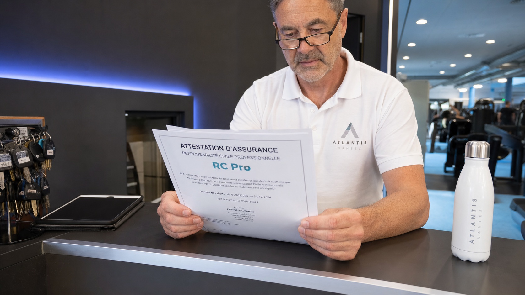 Inspection du certificat RC Pro d'un coach sportif par un responsable de salle de sport à Bordeaux