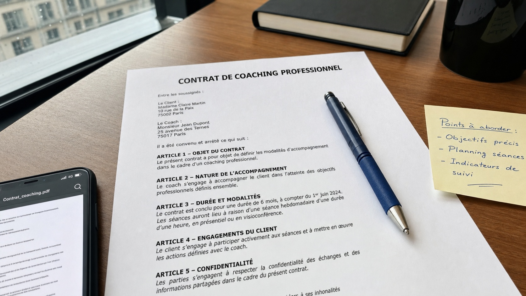 Détail d'un contrat d'assurance RC Pro posé sur un bureau avec stylo et calculatrice