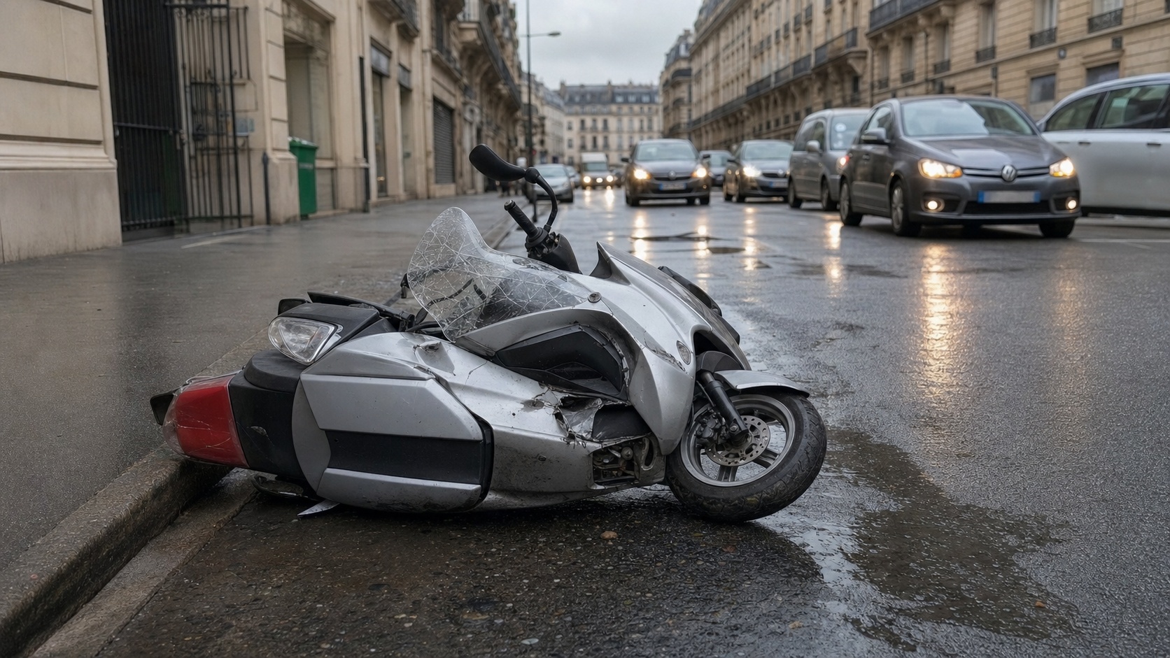 Femme de dos sur un scooter 125 cm³ en circulation urbaine à Paris