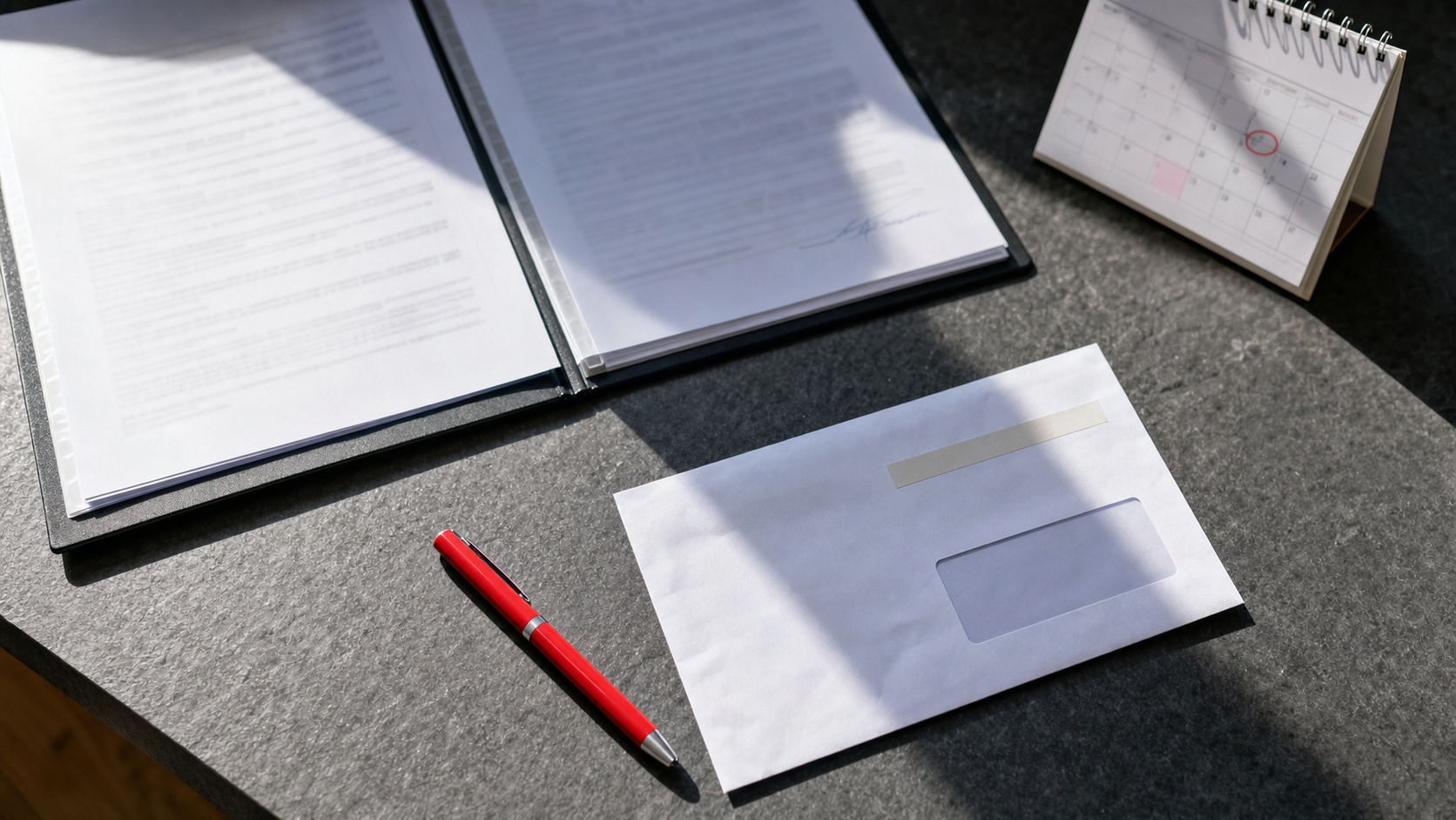 Courrier recommandé de résiliation d'assurance professionnelle posé sur un bureau