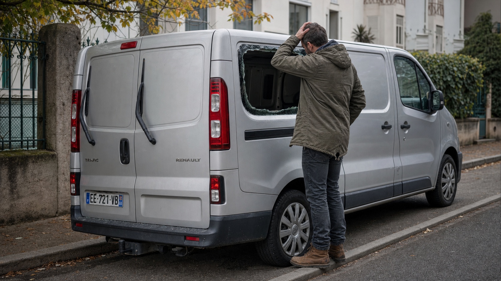 Photographe indépendant constatant le vol de son matériel photo dans un coffre de voiture ouvert